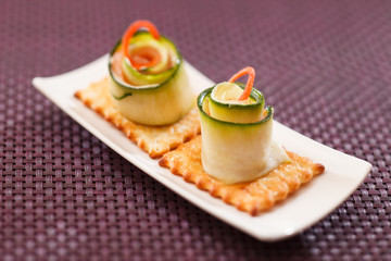 canape with cucumber
