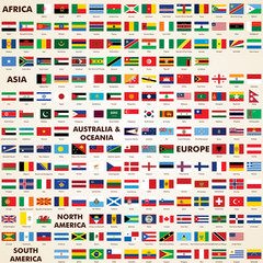 Naklejka premium Flags of the world, pack world flags