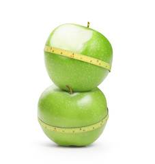 Green apple with measurement