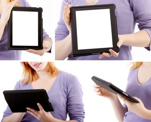 Set of Tablet PC with woman and hands