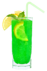 Green cocktail with crushed ice