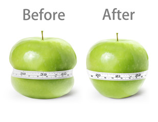 Green apple with measurement