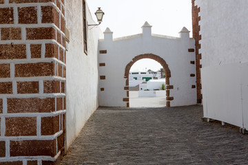 Naklejka premium Lanzarote Teguise white village in Canary Islands