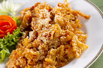 jellyfish dish, brown jelly fish with sesame oil Chinese food