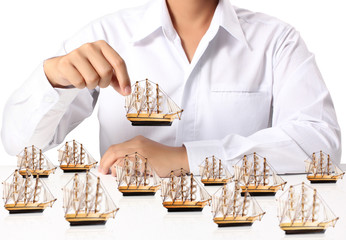 Sailing ship in the hand