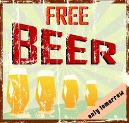 Cercles muraux Poster vintage Enseigne de bar vintage, grungy, &quot bière gratuite&quot 