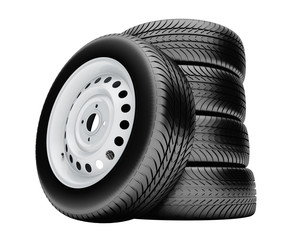3d tires isolated on white background with no shadow