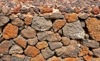 Lanzarote La Guatiza masonry with volcanic stones