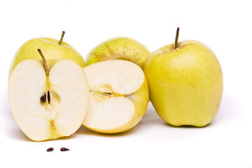 yellow apples on white