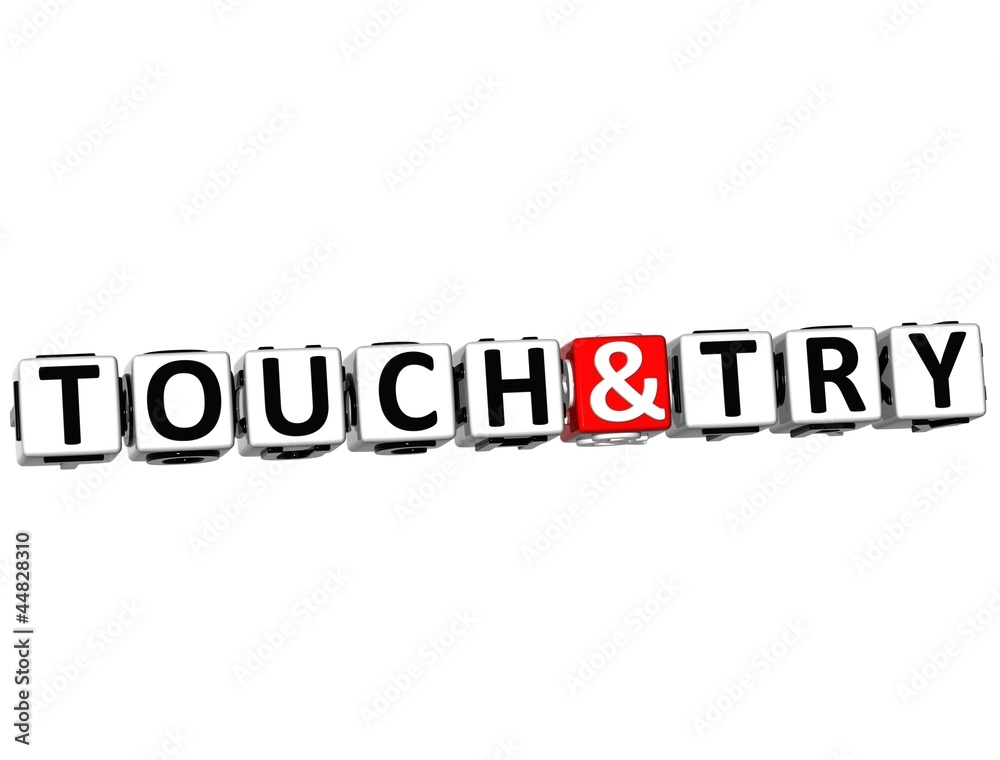 Poster 3d touch and try button click here block text