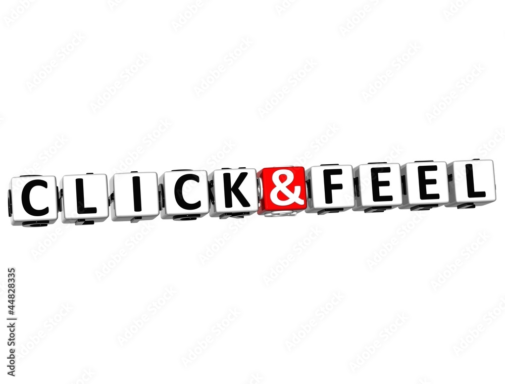 Poster 3d click and feel button click here block text