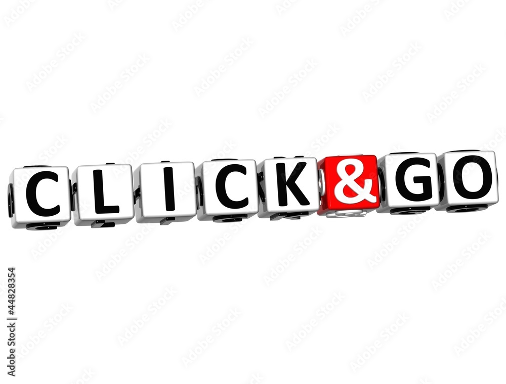 Poster 3d click and go button click here block text