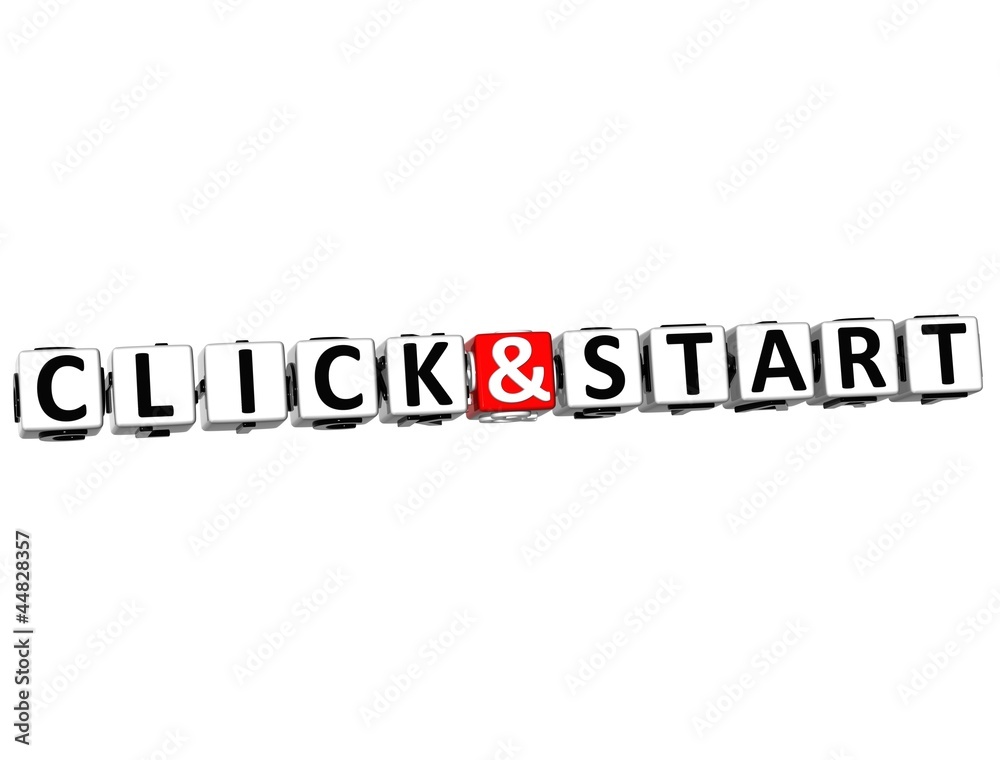 Poster 3d click and button click here block text