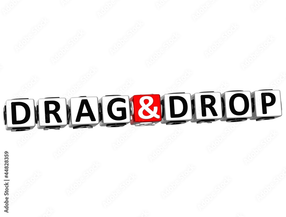 Poster 3d drug and drop button click here block text