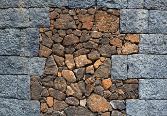 Lanzarote masonry with volcanic stones