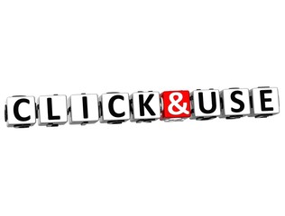 3D Click And Use Button Click Here Block Text