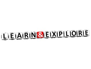 3D Learn And Explore Button Click Here Block Text
