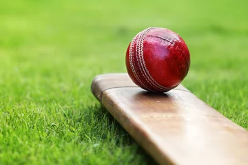 Deurstickers Bol Cricket bat en bal