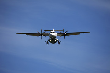 Airplane in the blue sky