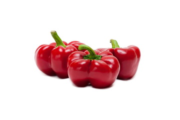 Three Red Bell Peppers Closeup