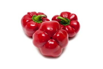 Three Red Bell Peppers Closeup