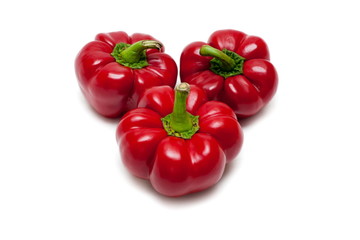 Three Red Bell Peppers Closeup