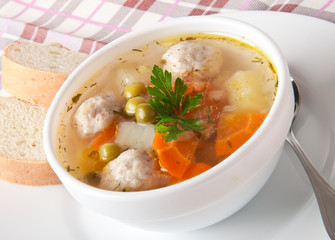 chicken soup with meatballs 