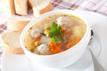 chicken soup with meatballs 