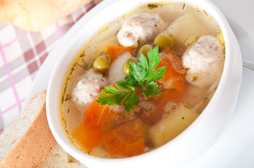 chicken soup with meatballs 
