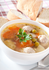 chicken soup with meatballs 