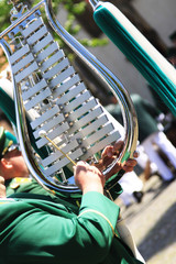 marching musician with chimes