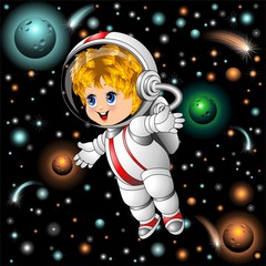 Bébé astronaute astronaute Cartoon sur Space-Bambino Astronauta