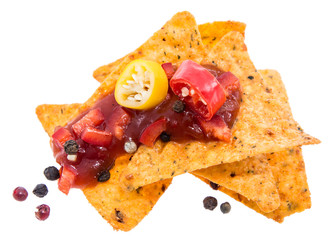 Small heap of Nachos with Salsa