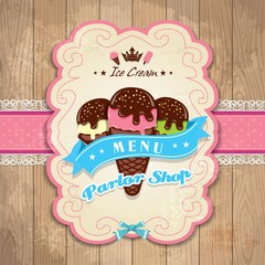Vintage frame with icecream template