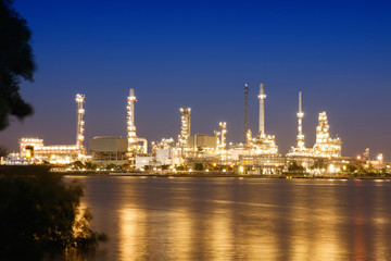 Oil refinery at twilight  Bangkok Thailand