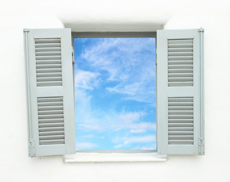 Greek Style windows  with blue sky