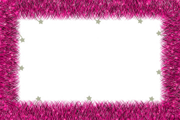 Christmas pink tinsel frame