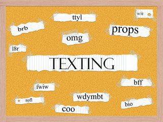 Texting Corkboard Word Concept