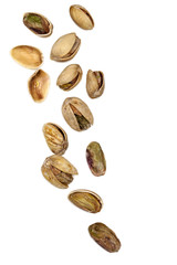 Scattered Pistachios Isolated on White
