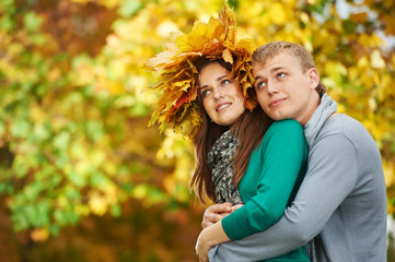 Fototapeta premium Couple at autumn outdoors