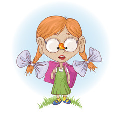 A little girl goes to school