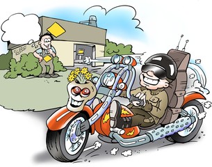 Motard avec une moto cool et intelligente