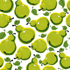 Ripe tasty pears seamless pattern.