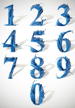 Abstract detailed smash vector numbers set.