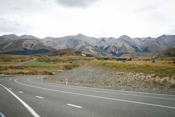 Country road in South Island, New Zealand