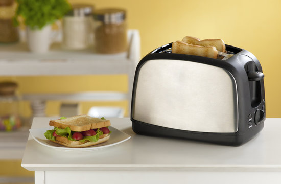 Modern design of the bread toaster for modern kitchen