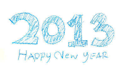 handwriting crayon sketch newyear 2013