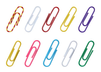 Set of color paper clips for paper.