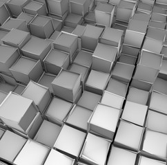 abstract 3d cube shape backdrop in silver chrome