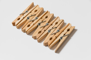 Clothespins isolated on a white background
